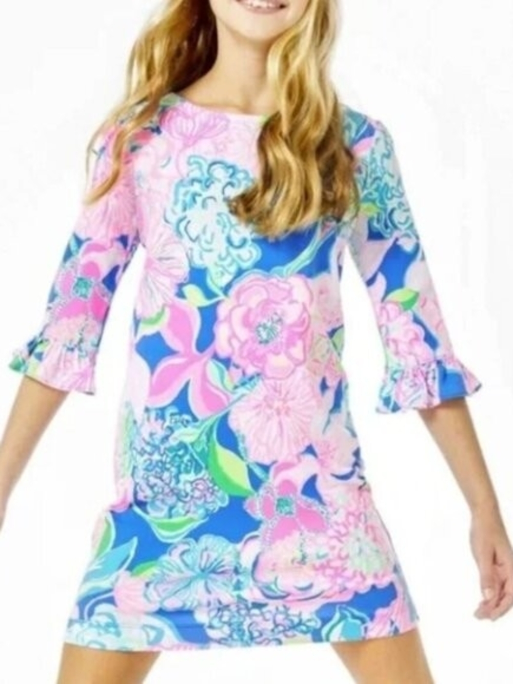 Lilly Pulitzer Girls Mini Sophie Ruffle Dress in Hip Nautic.